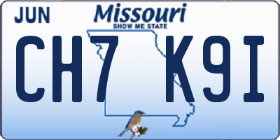 MO license plate CH7K9I