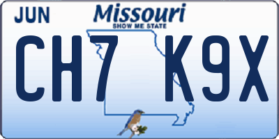 MO license plate CH7K9X