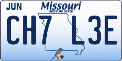 MO license plate CH7L3E