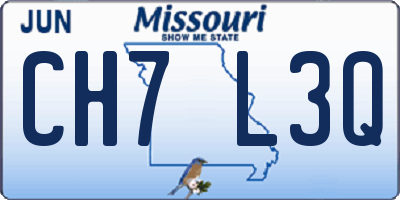 MO license plate CH7L3Q