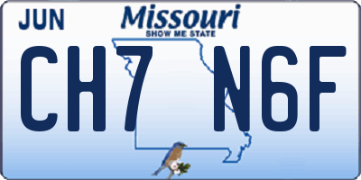 MO license plate CH7N6F