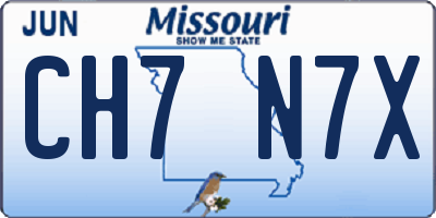 MO license plate CH7N7X