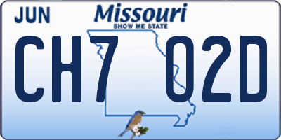 MO license plate CH7O2D