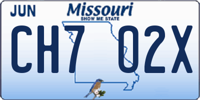 MO license plate CH7O2X
