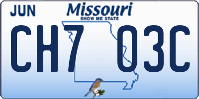 MO license plate CH7O3C