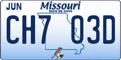 MO license plate CH7O3D