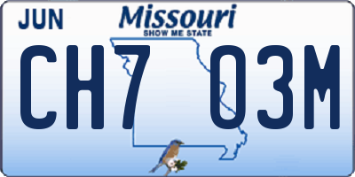 MO license plate CH7O3M