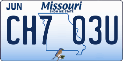 MO license plate CH7O3U