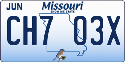 MO license plate CH7O3X