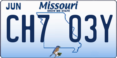 MO license plate CH7O3Y