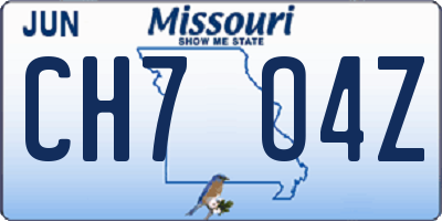 MO license plate CH7O4Z