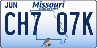 MO license plate CH7O7K
