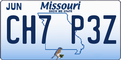 MO license plate CH7P3Z
