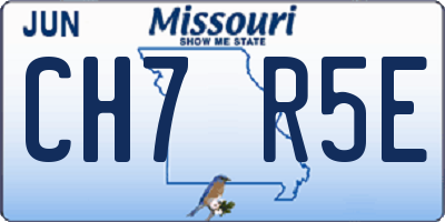 MO license plate CH7R5E
