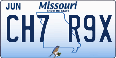 MO license plate CH7R9X
