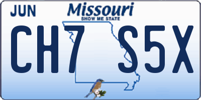 MO license plate CH7S5X