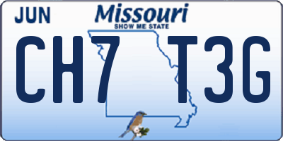 MO license plate CH7T3G