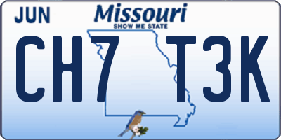 MO license plate CH7T3K
