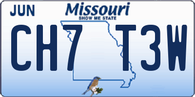 MO license plate CH7T3W