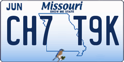 MO license plate CH7T9K