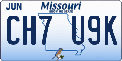 MO license plate CH7U9K