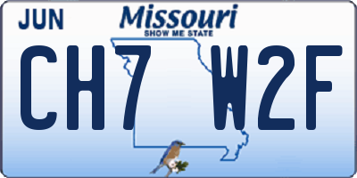 MO license plate CH7W2F