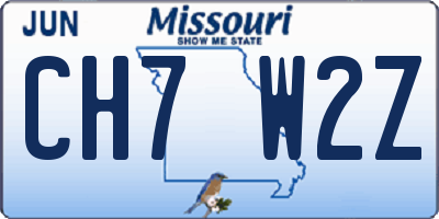 MO license plate CH7W2Z