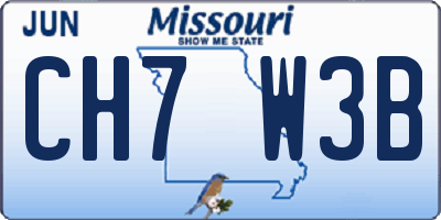 MO license plate CH7W3B