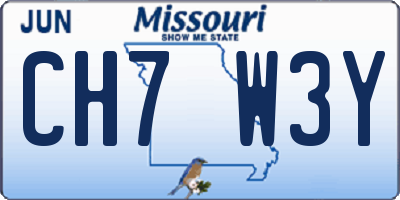 MO license plate CH7W3Y