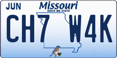 MO license plate CH7W4K