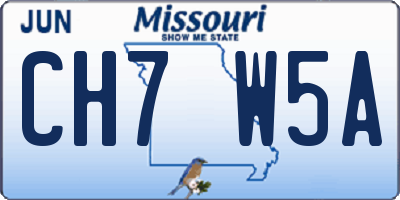 MO license plate CH7W5A