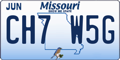 MO license plate CH7W5G
