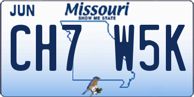 MO license plate CH7W5K