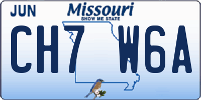 MO license plate CH7W6A