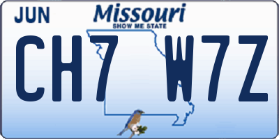 MO license plate CH7W7Z