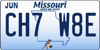 MO license plate CH7W8E