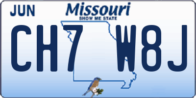 MO license plate CH7W8J
