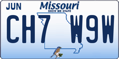 MO license plate CH7W9W