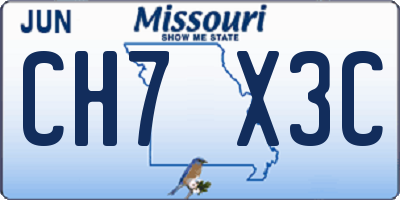 MO license plate CH7X3C