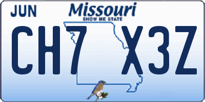 MO license plate CH7X3Z
