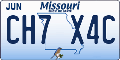 MO license plate CH7X4C