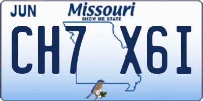 MO license plate CH7X6I