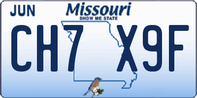 MO license plate CH7X9F
