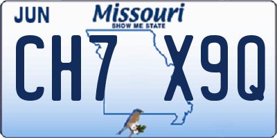 MO license plate CH7X9Q