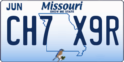 MO license plate CH7X9R