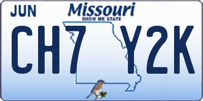 MO license plate CH7Y2K