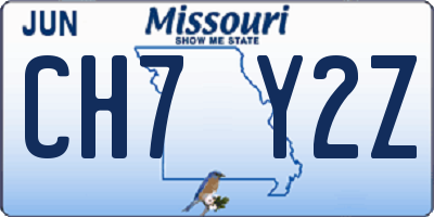 MO license plate CH7Y2Z