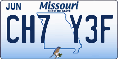 MO license plate CH7Y3F