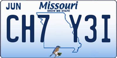 MO license plate CH7Y3I