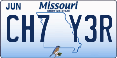 MO license plate CH7Y3R